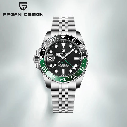 PD-1662 Luxury GMT Men Mechanical Wristwatch Sapphire Glass Stainless Steel 100M Waterproof Automatic Watches