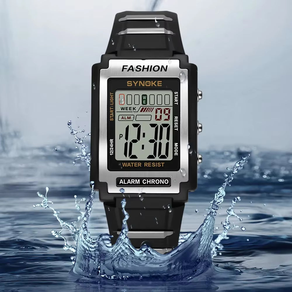 Men Rectangular Sports Electronic Watch 