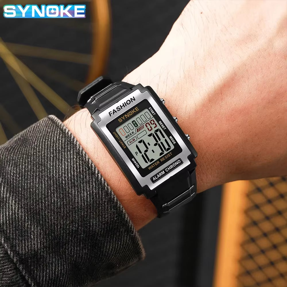 Men Rectangular Sports Electronic Watch 