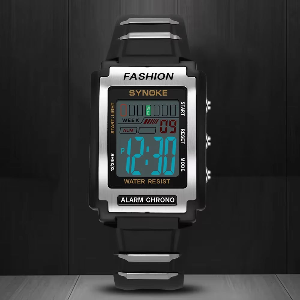 Men Rectangular Sports Electronic Watch 