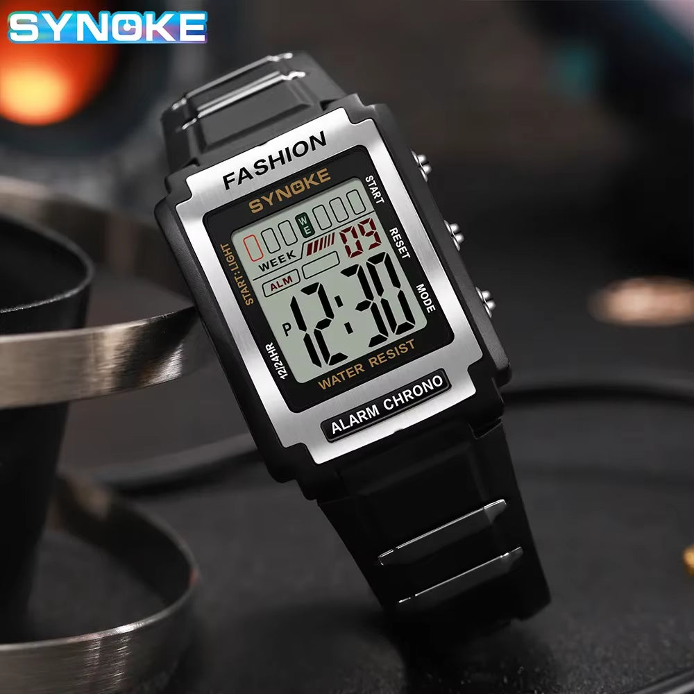 Men Rectangular Sports Electronic Watch 